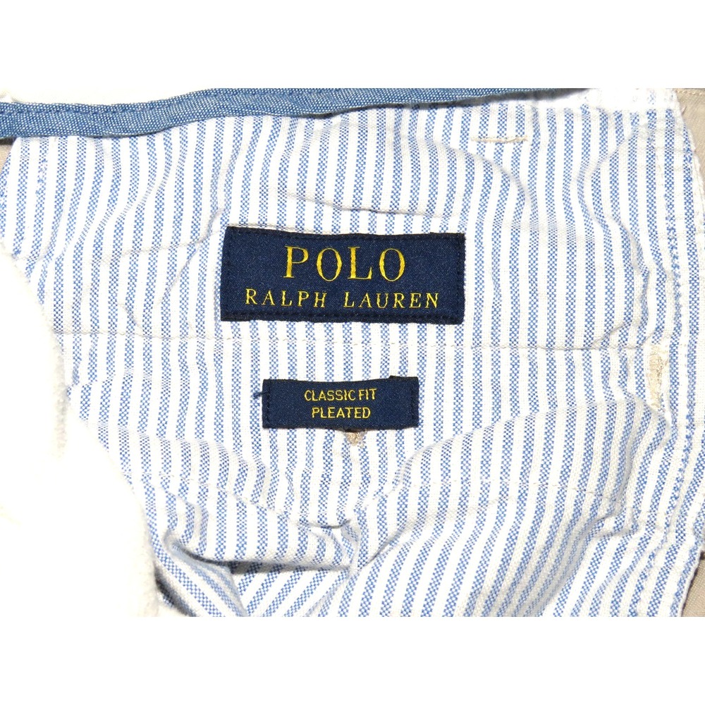 Polo Ralph Lauren Khaki Classic Fit Cotton Pleated Chino Pants Men's 38 X 32 - Picture 8 of 9